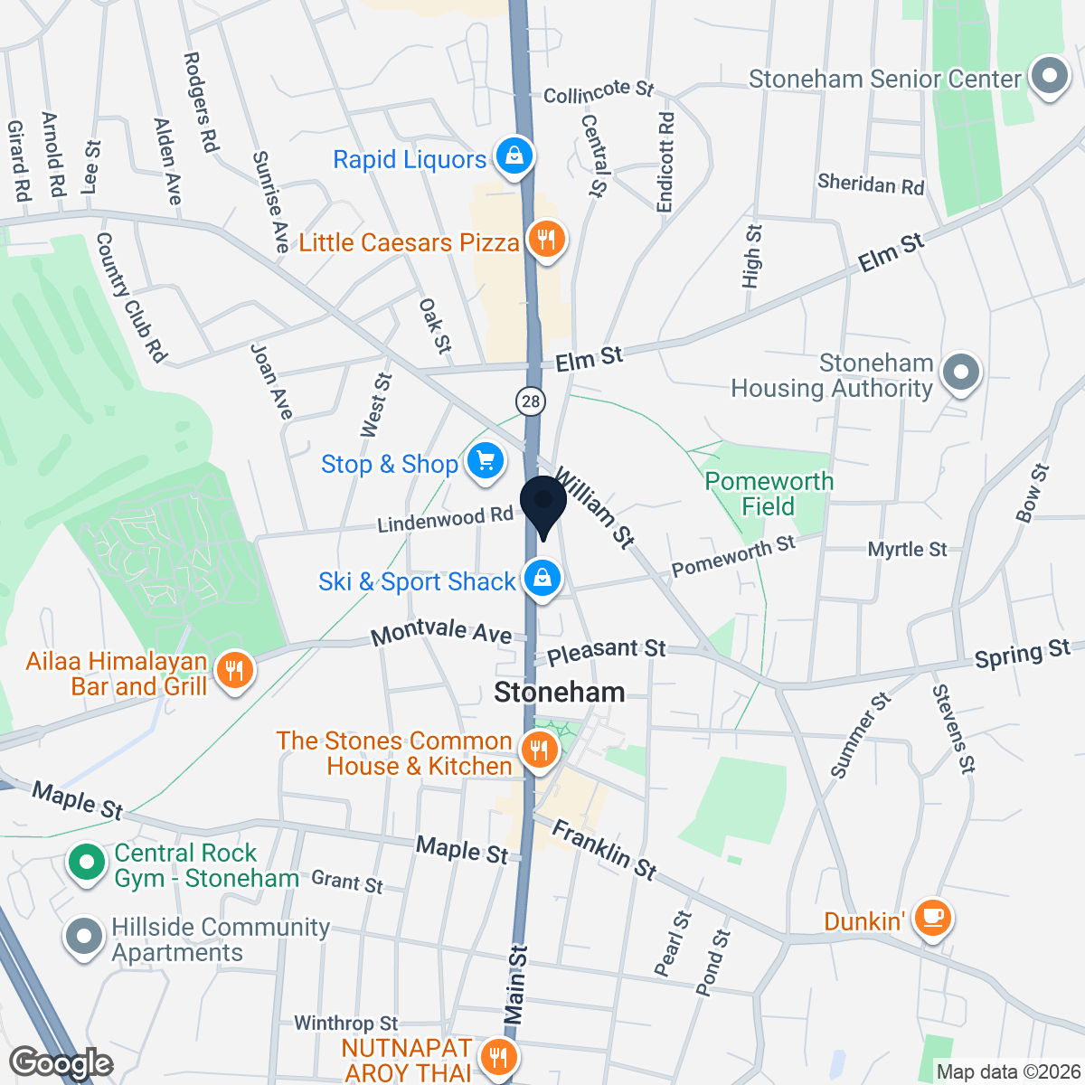 Map showing Schlickmann Construction at 270 Main St, Stoneham MA